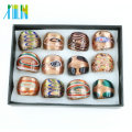 MC1007 Anillos de cristal hechos a mano del cristal de murano de la arena del oro de la mezcla a granel 12pcs / box